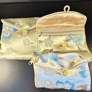 Gold / Floral Honora Collection Luxury Jewelry Pouches (Set of 3)